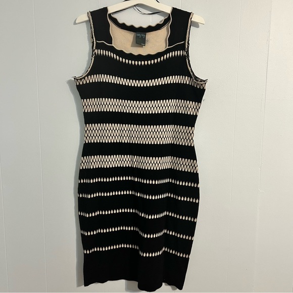 Gabby Skye Black and White Midi Bodycon Dress Square Neck. Large. EPOC. - Picture 1 of 8